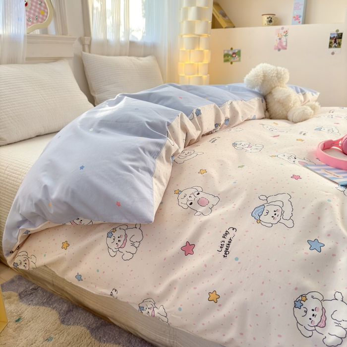 91家纺网 家纺一手货源 找家纺 清雅福 2025全棉13372小清新四件套和单品早春系列第一批-单枕套 小诗朵朵