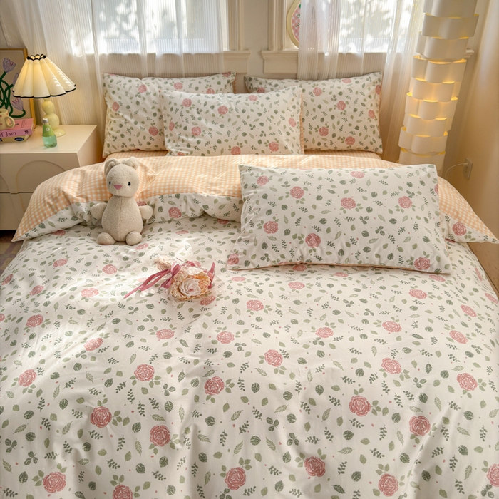 91家纺网 家纺一手货源 找家纺 清雅福 2025全棉13372小清新四件套和单品早春系列第一批 - 单被套 花涧澈