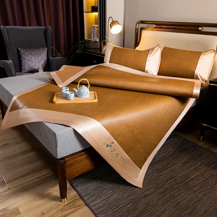 91家纺网 家纺一手货源 找家纺 阿牛席业 2025新款舒爽藤席系列-A-半包藤席 大头饼干花