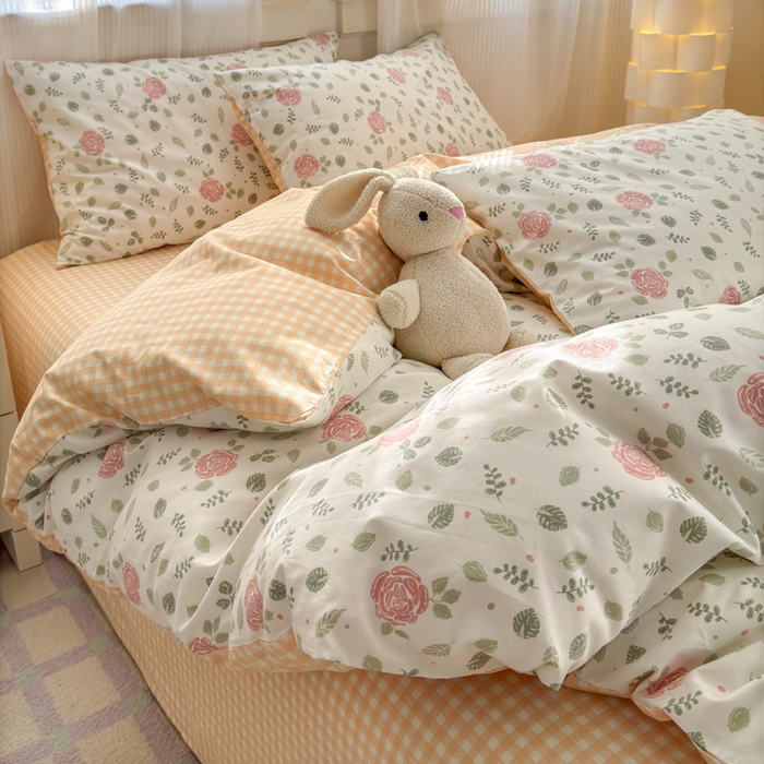 91家纺网 家纺一手货源 找家纺 清雅福 2025全棉13372小清新四件套和单品早春系列第一批-单枕套 花涧澈