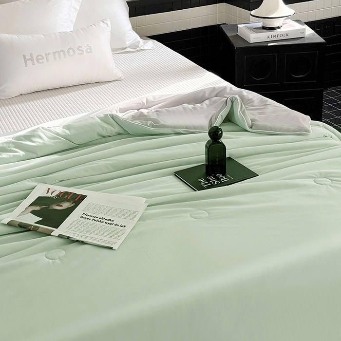 91家纺网 家纺一手货源 找家纺 梦恬佳 2025新款A类凉感夏被系列 水绿色