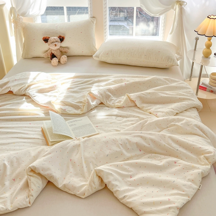 91家纺网 家纺一手货源 找家纺 星巴k家纺 2025糯糯棉A类大豆蛋白纤维夏凉被双层纱水洗棉夏被大豆被 芝士碎