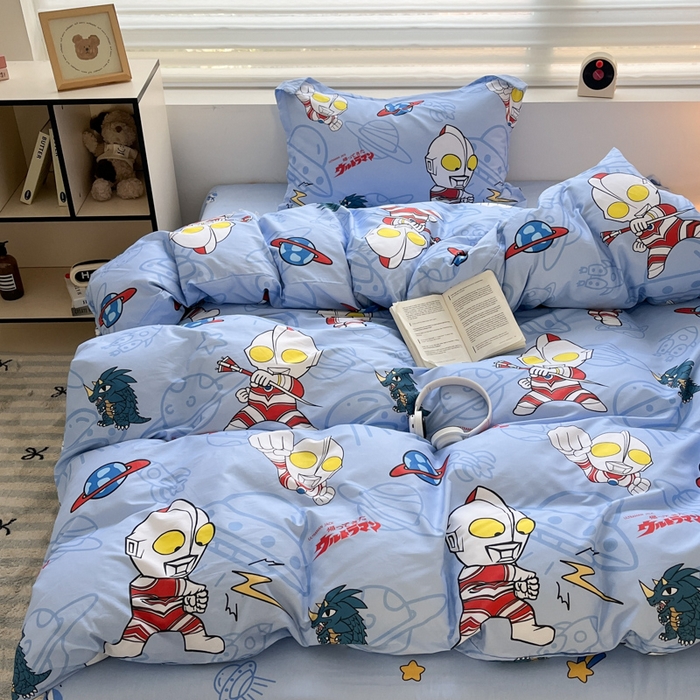 91家纺网 家纺一手货源 找家纺 蘭菲家纺 2025新款经典奥特曼小版全棉印花四件套 宇宙飞人