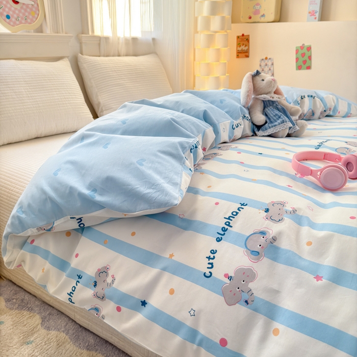 91家纺网 家纺一手货源 找家纺 清雅福 2025全棉13372小清新四件套和单品早春系列第一批 - 单被套 卡夫卡