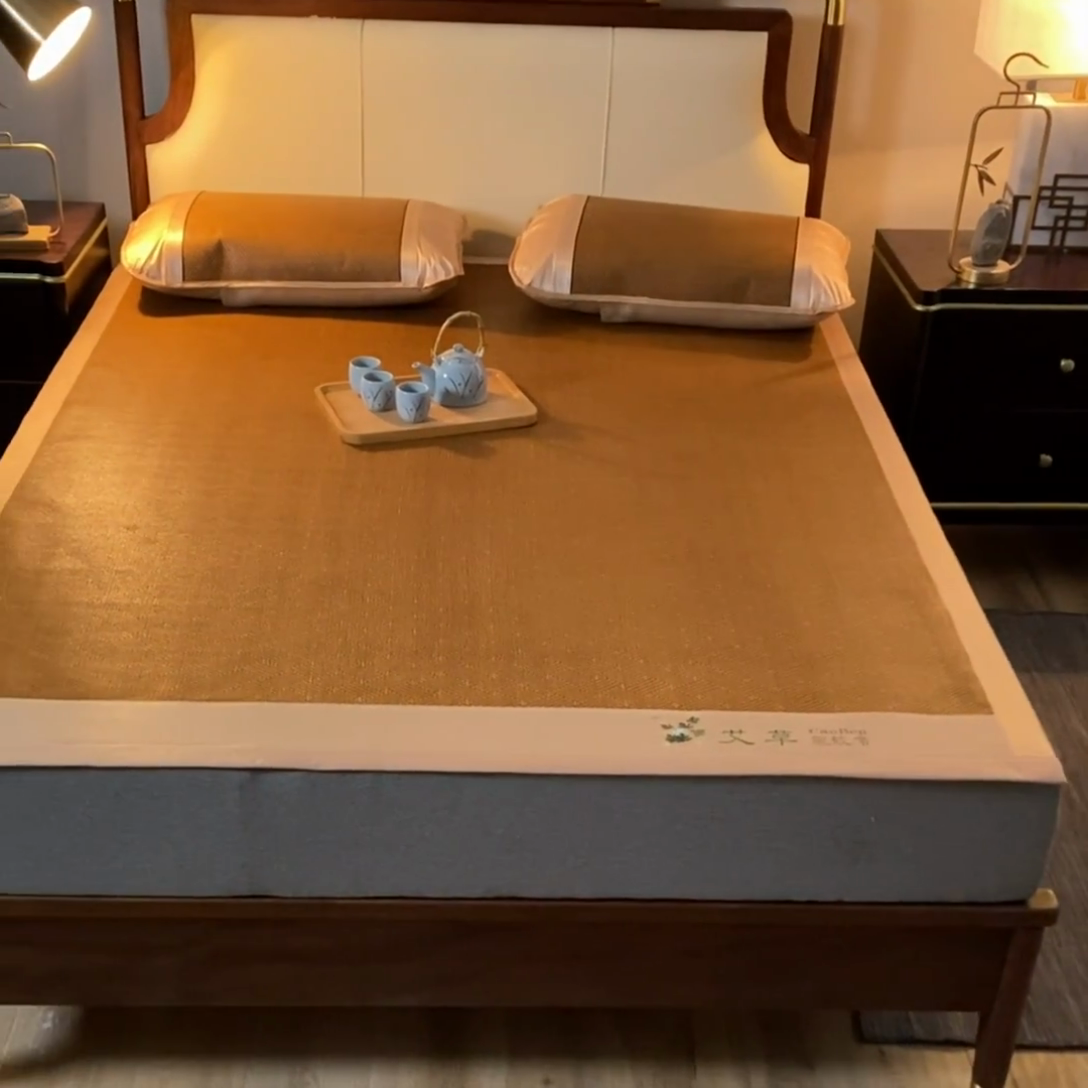 91家纺网 家纺一手货源 找家纺 阿牛席业 2025新款舒爽藤席系列-A-半包藤席 大头饼干花