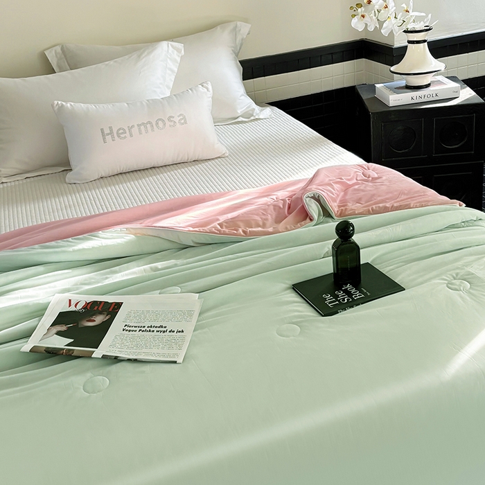 91家纺网 家纺一手货源 找家纺 梦恬佳 2025新款A类凉感夏被系列 蜜瓜粉