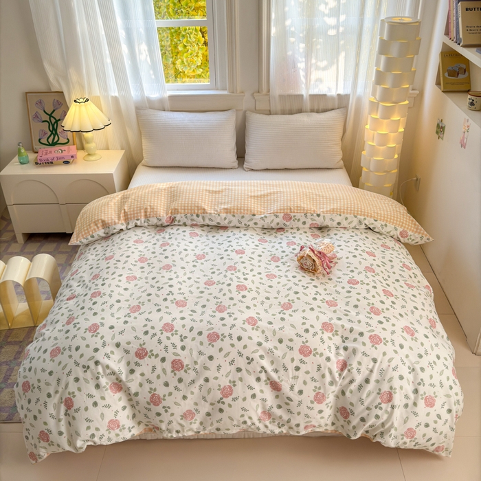 91家纺网 家纺一手货源 找家纺 清雅福 2025全棉13372小清新四件套和单品早春系列第一批 - 单被套 花涧澈