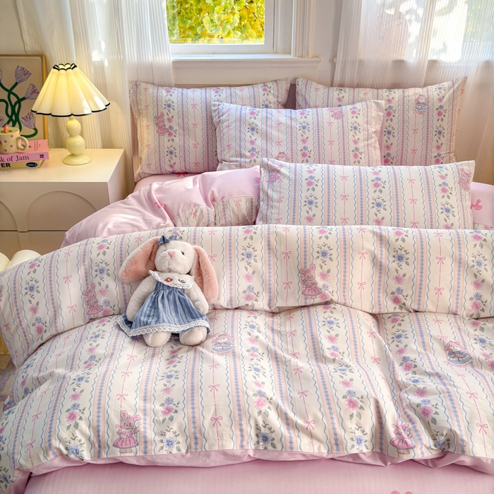 91家纺网 家纺一手货源 找家纺 清雅福 2025全棉13372小清新四件套和单品早春系列第一批-单枕套 小铃花免