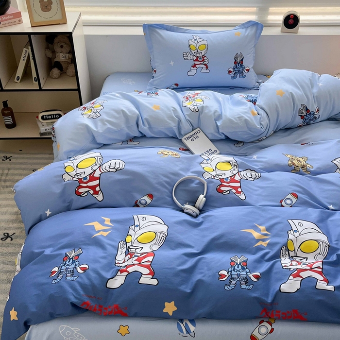 91家纺网 家纺一手货源 找家纺 蘭菲家纺 2025新款经典奥特曼小版全棉印花四件套 小虎队