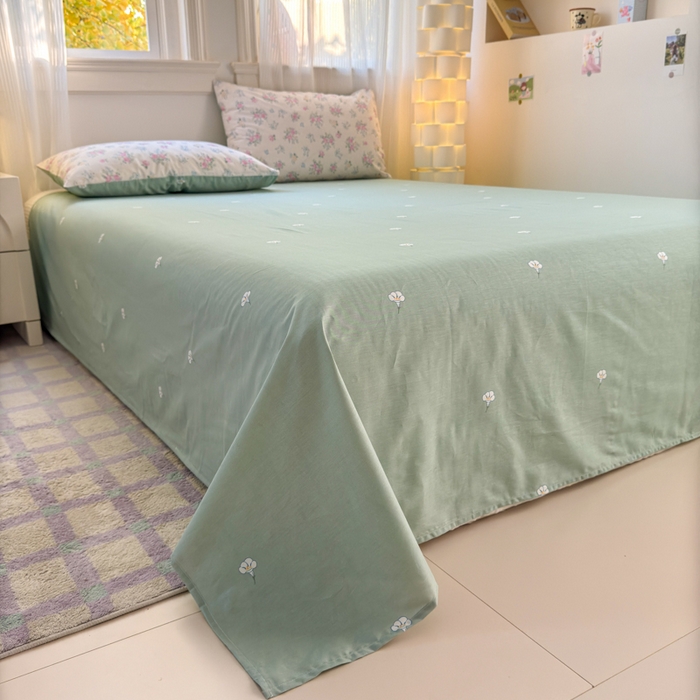 91家纺网 家纺一手货源 找家纺 清雅福 2025全棉13372小清新四件套和单品早春系列第一批-四件套 诗野春日