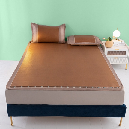 阿牛席业2025新款冰藤凉席系列冰藤清爽床笠席 清爽-咖【床笠款】