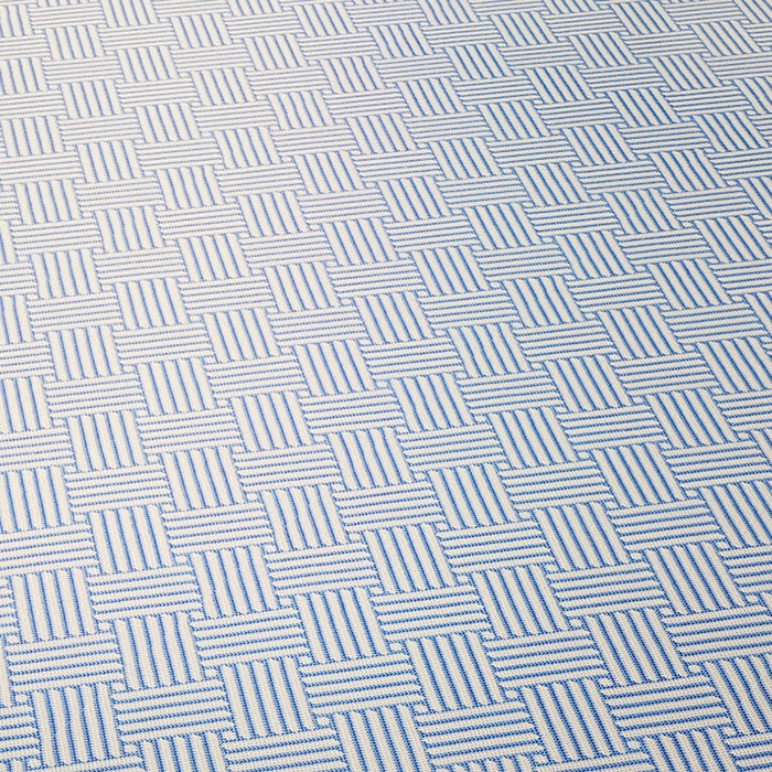 91家纺网 家纺一手货源 找家纺 阿牛席业 2025新款水洗冰晶系列-宽头绣复三明治条席 饼干花-蓝-反面三明治款条席