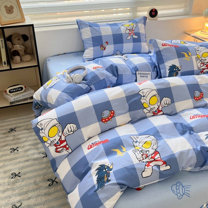 91家纺网 家纺一手货源 找家纺 蘭菲家纺 2025新款经典奥特曼小版全棉印花四件套 随影