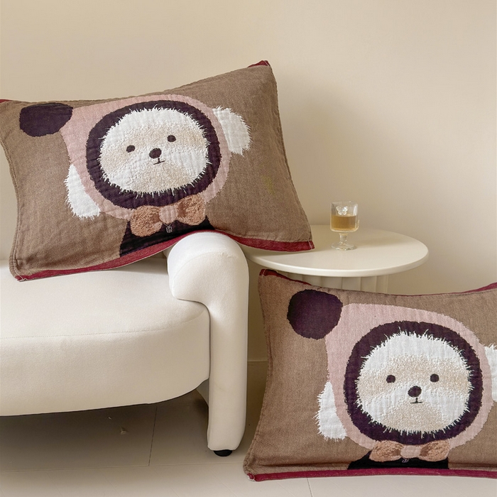 91家纺网 家纺一手货源 找家纺 朴尔家纺-毛巾被 2025新款全棉欣软系列定位四层加厚柔软纱布枕巾 毛毛球