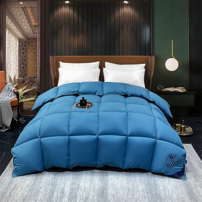 91家纺网 家纺一手货源 找家纺 招财星2店仓储 2025新款款全棉防羽布希尔顿被 宾利蓝