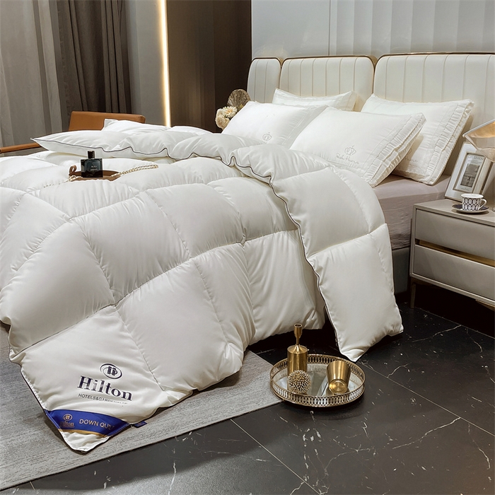 91家纺网 家纺一手货源 找家纺 招财星2店仓储 2025新款款全棉防羽布希尔顿被 白色