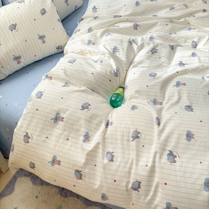 91家纺网 家纺一手货源 找家纺 清雅福 2025全棉13372小清新四件套和单品早春系列第一批-单枕套 跳跳象