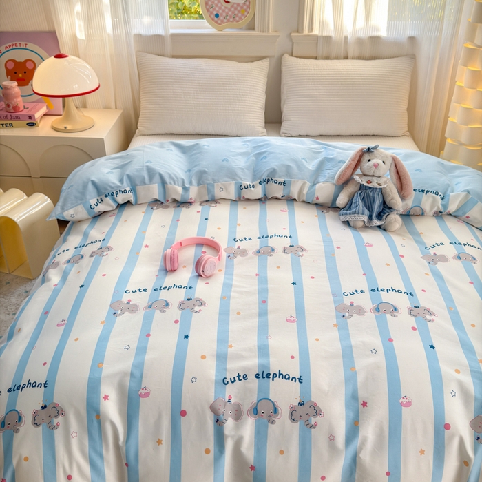 91家纺网 家纺一手货源 找家纺 清雅福 2025全棉13372小清新四件套和单品早春系列第一批 - 单被套 卡夫卡