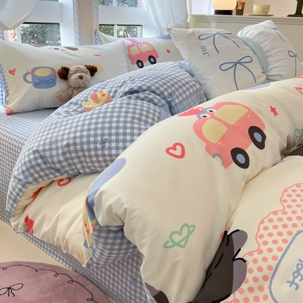 Sweet dreams甜梦 2025新款全棉印花卡通小清新四件套 蛋糕猫猫