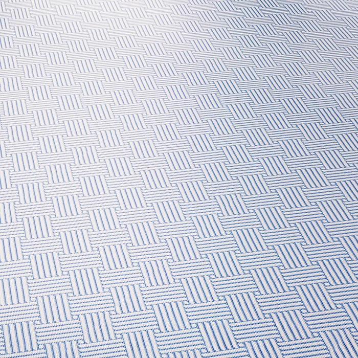 91家纺网 家纺一手货源 找家纺 阿牛席业 2025新款水洗冰晶系列-宽头绣复无纺布条席 饼干花-蓝-反面无纺布款条席