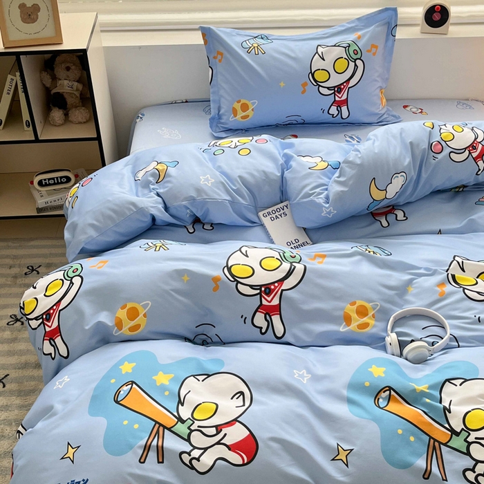 91家纺网 家纺一手货源 找家纺 蘭菲家纺 2025新款经典奥特曼小版全棉印花四件套 科学家