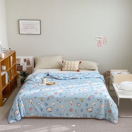 心卓婴童馆 2025新款A类针织棉被芯—影棚图 彩虹熊-蓝