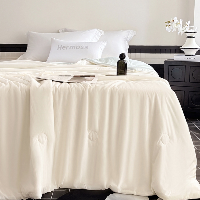 91家纺网 家纺一手货源 找家纺 梦恬佳 2025新款A类凉感夏被系列 奶油杏