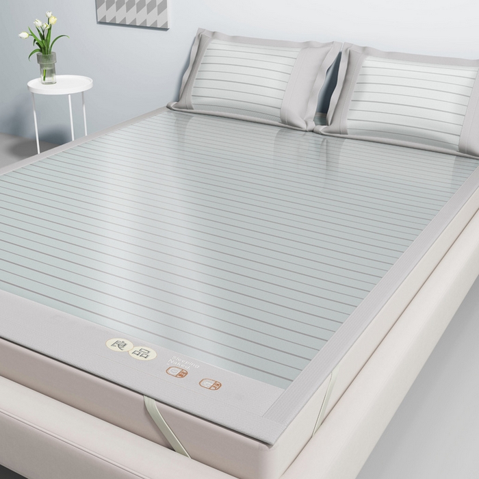 91家纺网 家纺一手货源 找家纺 2025新款冰柔凉席系列-抗菌菱格系列+抗菌良品系列 抗菌良品-灰色（条席款）