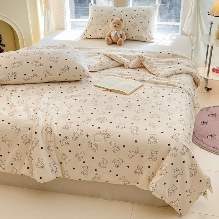 91家纺网 家纺一手货源 找家纺 星巴k家纺 2025糯糯棉A类大豆蛋白纤维夏凉被双层纱水洗棉夏被大豆被 小熊院长