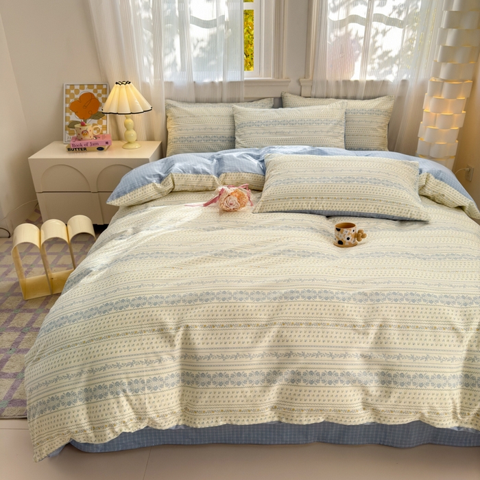 91家纺网 家纺一手货源 找家纺 清雅福 2025全棉13372小清新四件套和单品早春系列第一批-单枕套 西海岸