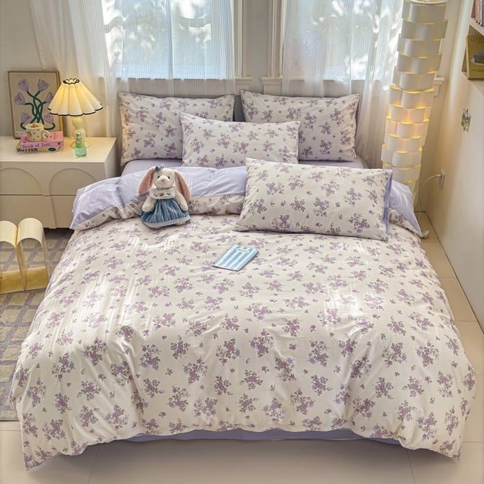 91家纺网 家纺一手货源 找家纺 清雅福 2025全棉13372小清新四件套和单品早春系列第一批-单枕套 禾春序