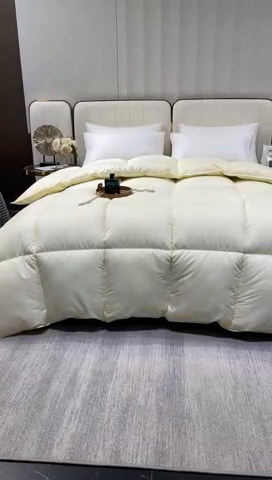 91家纺网 家纺一手货源 找家纺 招财星2店仓储 2025新款款全棉防羽布希尔顿被 白色