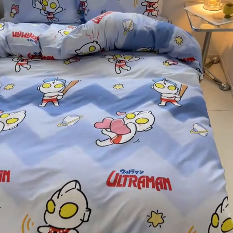 91家纺网 家纺一手货源 找家纺 蘭菲家纺 2025新款经典奥特曼小版全棉印花四件套 棒球队