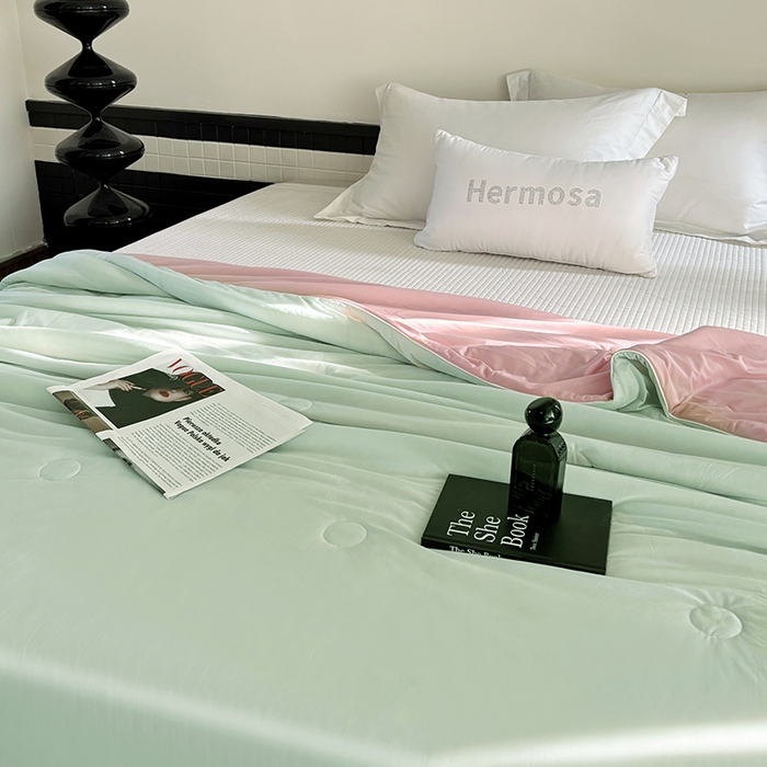 91家纺网 家纺一手货源 找家纺 梦恬佳 2025新款A类凉感夏被系列 蜜瓜粉