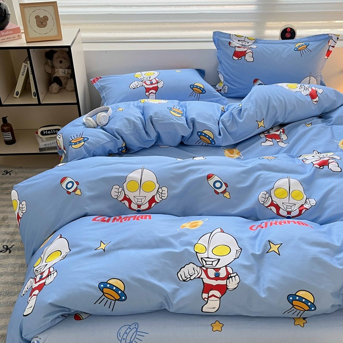 91家纺网 家纺一手货源 找家纺 蘭菲家纺 2025新款经典奥特曼小版全棉印花四件套 追风