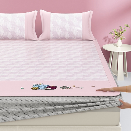 91家纺网 家纺一手货源 找家纺 阿牛席业 2025新款冰柔凉席系列-冰立方系列+海之韵系列 冰立方-粉床笠