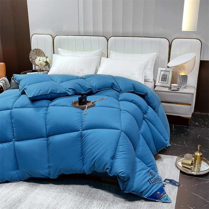 91家纺网 家纺一手货源 找家纺 招财星2店仓储 2025新款款全棉防羽布希尔顿被 宾利蓝