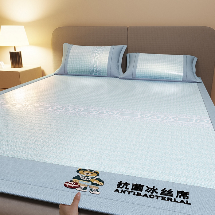 91家纺网 家纺一手货源 找家纺 阿牛席业 2025新款熊先生凉感冰丝系列凉席 熊先生-绿