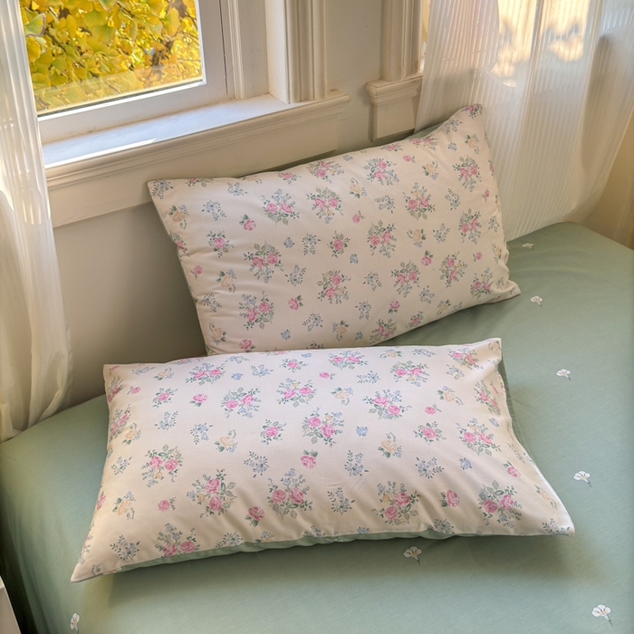 91家纺网 家纺一手货源 找家纺 清雅福 2025全棉13372小清新四件套和单品早春系列第一批-四件套 诗野春日