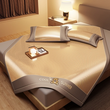 91家纺网 家纺一手货源 找家纺 （总）阿牛席业 2025新款冰藤凉席系列冰藤完美-小熊席