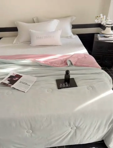 91家纺网 家纺一手货源 找家纺 梦恬佳 2025新款A类凉感夏被系列 蜜瓜粉