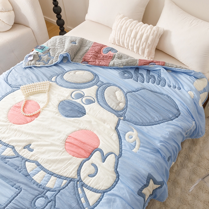 91家纺网 家纺一手货源 找家纺 朴尔家纺-毛巾被 2025新款纯棉云朵棉十层加厚清柔纱布泡芙被 泡芙汪