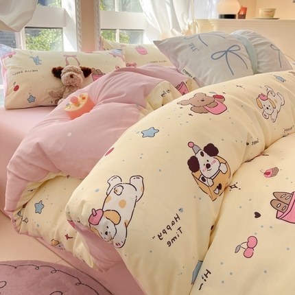 Sweet dreams甜梦 2025新款全棉印花卡通小清新四件套 动物派对