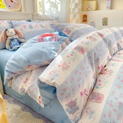 91家纺网 家纺一手货源 找家纺 （总）清雅福 2025全棉13372小清新四件套和单品早春系列第一批-四件套