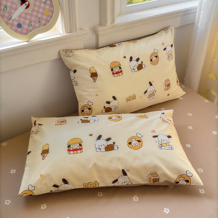 91家纺网 家纺一手货源 找家纺 清雅福 2025全棉13372小清新四件套和单品早春系列第一批-单枕套 汉堡狗