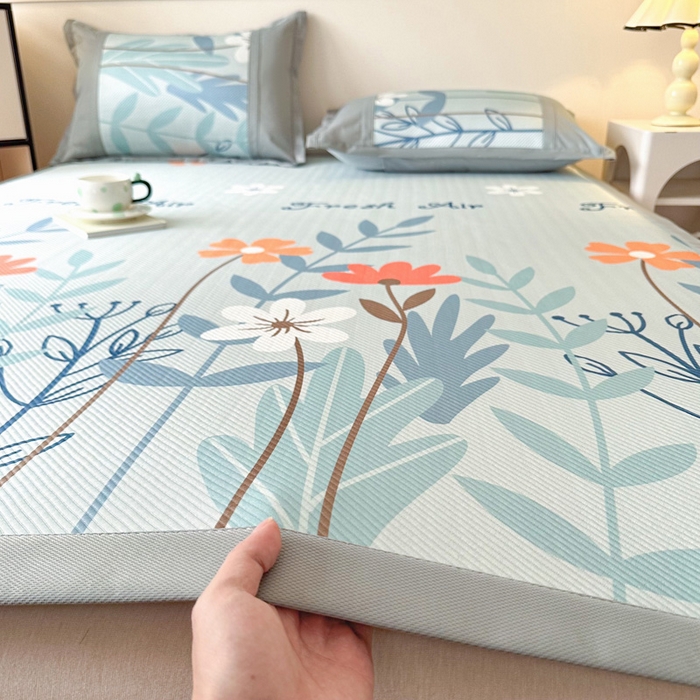 91家纺网 家纺一手货源 找家纺 阿牛席业 2025新款凉感印花软席系列一 花开浪漫