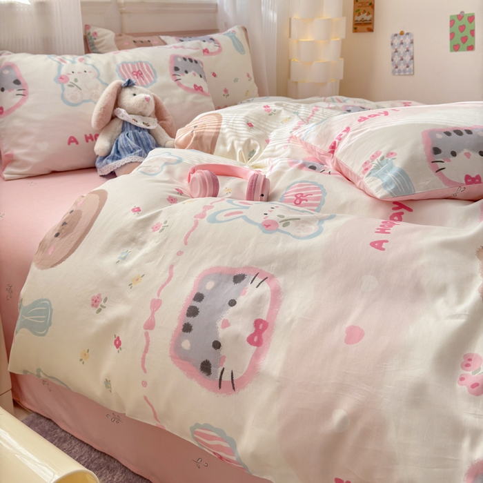 91家纺网 家纺一手货源 找家纺 清雅福 2025全棉13372小清新四件套和单品早春系列第一批-单枕套 忆伴时光