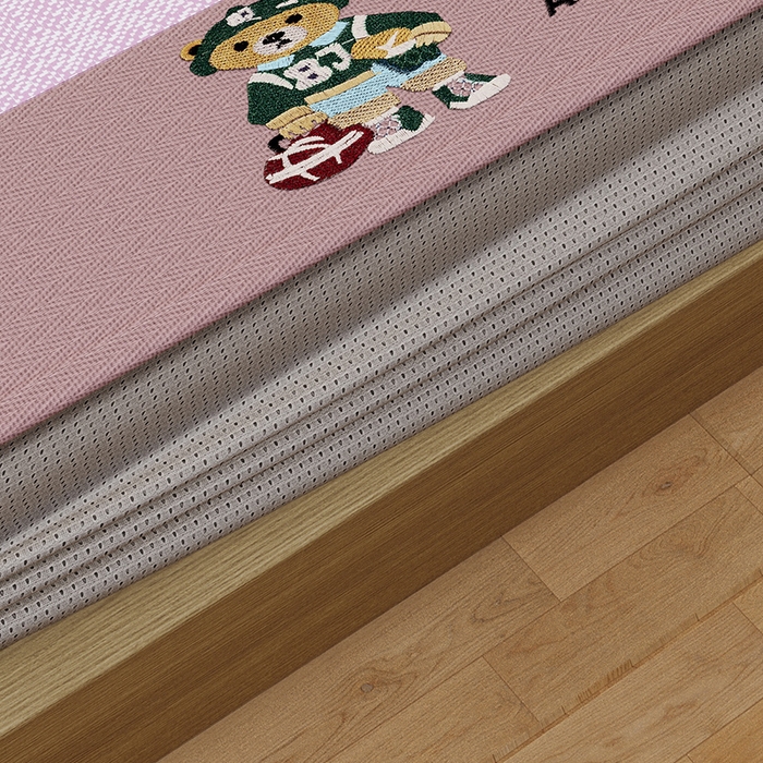 91家纺网 家纺一手货源 找家纺 阿牛席业 2025新款熊先生凉感冰丝系列凉席 熊先生-粉床笠款