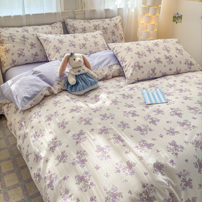 91家纺网 家纺一手货源 找家纺 清雅福 2025全棉13372小清新四件套和单品早春系列第一批-四件套 禾春序