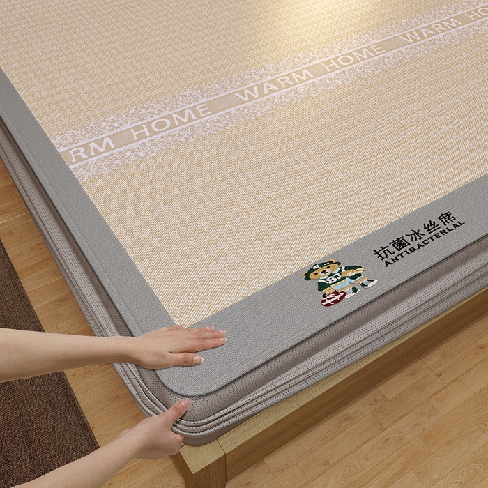 91家纺网 家纺一手货源 找家纺 阿牛席业 2025新款熊先生凉感冰丝系列凉席 熊先生-咖床笠款